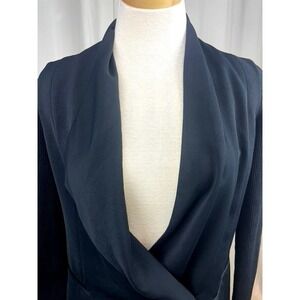 VINCE Womens‎ (2) Ribbed Knit Sleeve Drape Front Asymmetric Blazer Minimalist